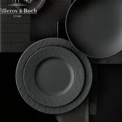 27 cm - Villeroy & Boch Manufacture Rock Piatto Piano In Porcellana - Set 6 Pz