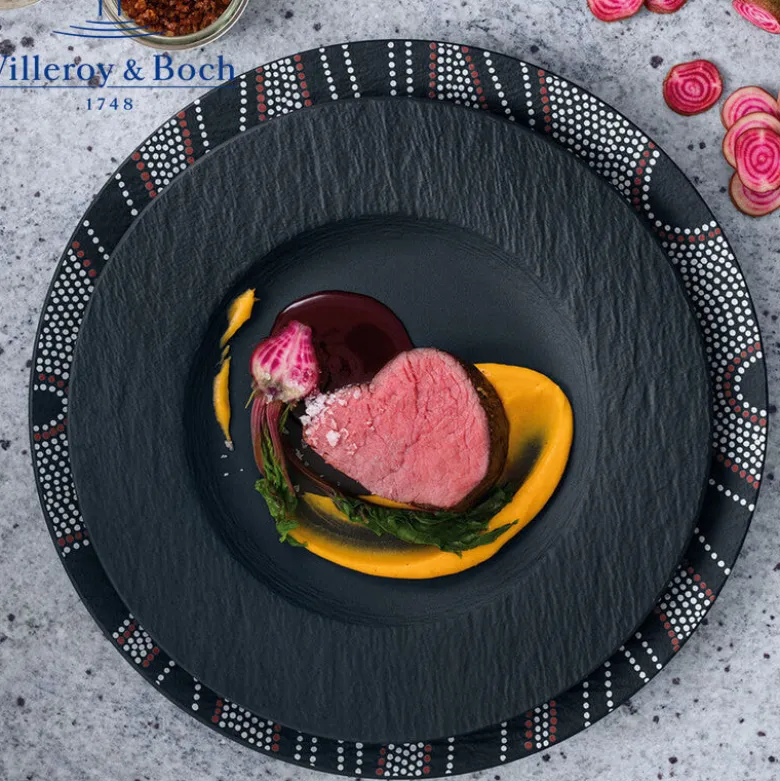 27 cm - Villeroy & Boch Manufacture Rock Piatto Piano In Porcellana - Set 6 Pz