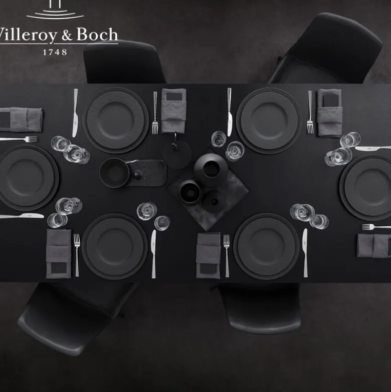 27 cm - Villeroy & Boch Manufacture Rock Piatto Piano In Porcellana - Set 6 Pz