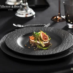 27 cm - Villeroy & Boch Manufacture Rock Piatto Piano In Porcellana - Set 6 Pz