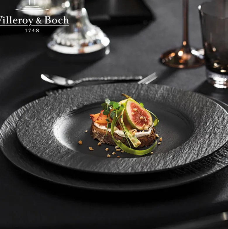 27 cm - Villeroy & Boch Manufacture Rock Piatto Piano In Porcellana - Set 6 Pz