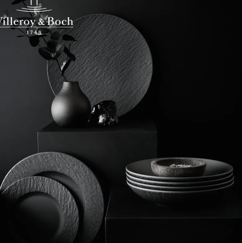 32 cm - Villeroy & Boch Manufacture Rock Piatto Pizza In Porcellana - Set 6 Pz