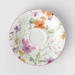 19 cm - Villeroy & Boch Mariefleur Basic Piattino Tazza Cappuccino In Porcellana Premium - Set 6 Pz