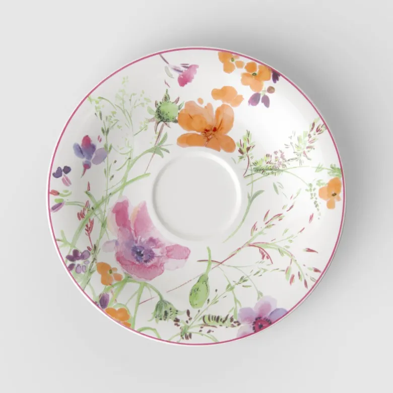19 cm - Villeroy & Boch Mariefleur Basic Piattino Tazza Cappuccino In Porcellana Premium - Set 6 Pz