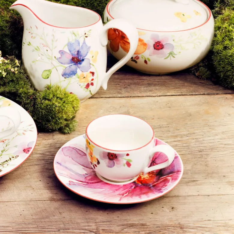 12 cm - Villeroy & Boch Mariefleur Basic Piattino Tazzina Caffè In Porcellana Premium - Set 6 Pz