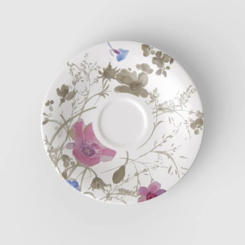 16.7 cm - Villeroy & Boch Mariefleur Gris Basic Piattino Tazzina Caffè In Porcellana Premium - Set 6 Pz