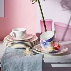 16.7 cm - Villeroy & Boch Mariefleur Gris Basic Piattino Tazzina Caffè In Porcellana Premium - Set 6 Pz