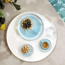 23.8 cm - Villeroy & Boch Perlemor Aqua Piatto Dessert In Porcellana Premium - Set 6 Pz