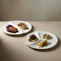 31.2 - Essentia Trio Piatto Presentazione 3 Scomparti In Porcellana Set 4 Pz