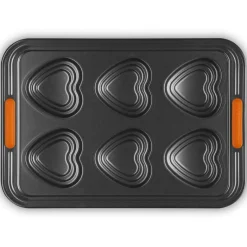 6 Forme - Le Creuset Cuore Stampo Muffin Antiaderente In Acciaio