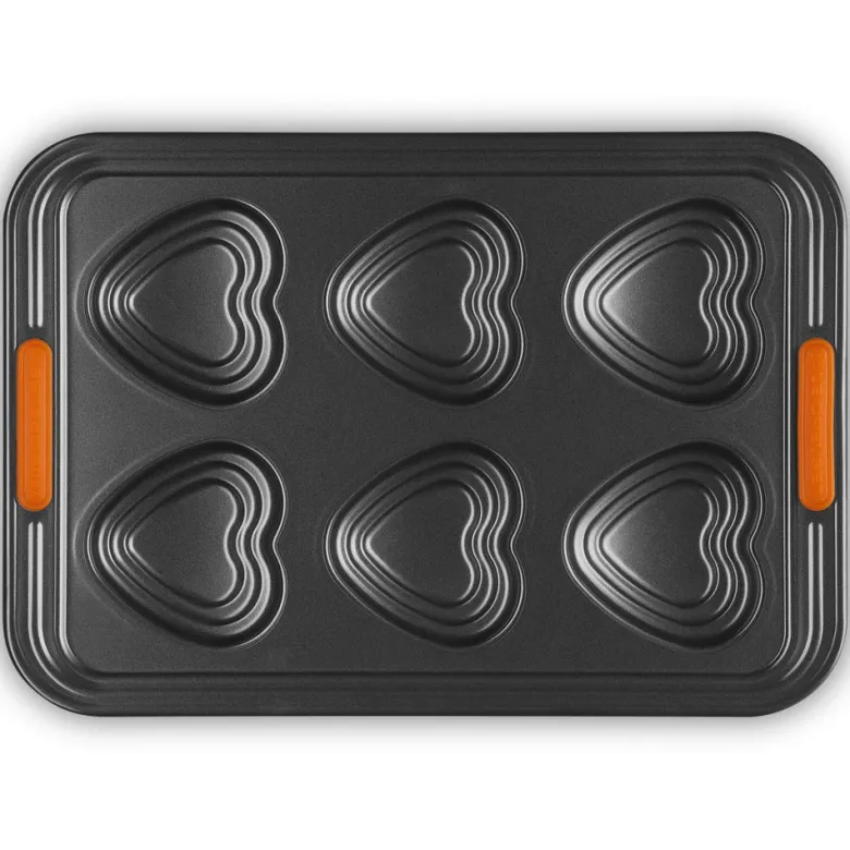 6 Forme - Le Creuset Cuore Stampo Muffin Antiaderente In Acciaio