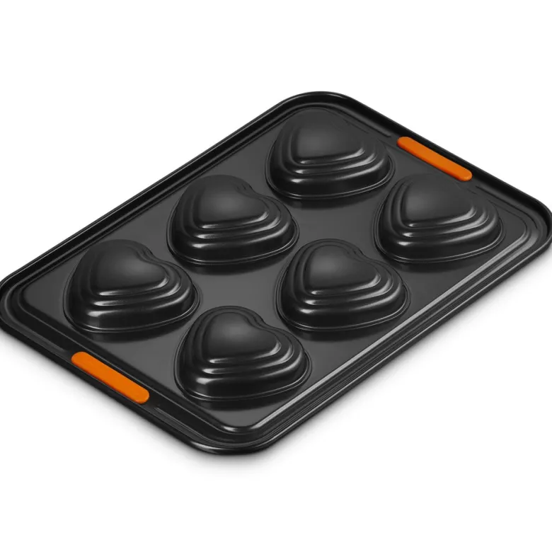 6 Forme - Le Creuset Cuore Stampo Muffin Antiaderente In Acciaio