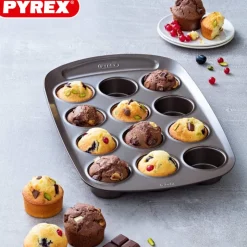 12 Forme Pyrex Asimetria Stampo Muffin Antiaderente Con Presa Facile