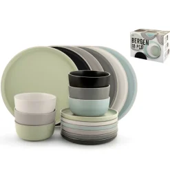 H&H Bergen Servizio Piatti In Stoneware - Set 18 Pz