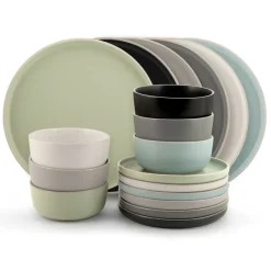H&H Bergen Servizio Piatti In Stoneware - Set 18 Pz
