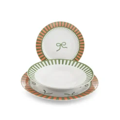 H&H Candy Servizio Piatti In Porcellana - Set 18 Pz