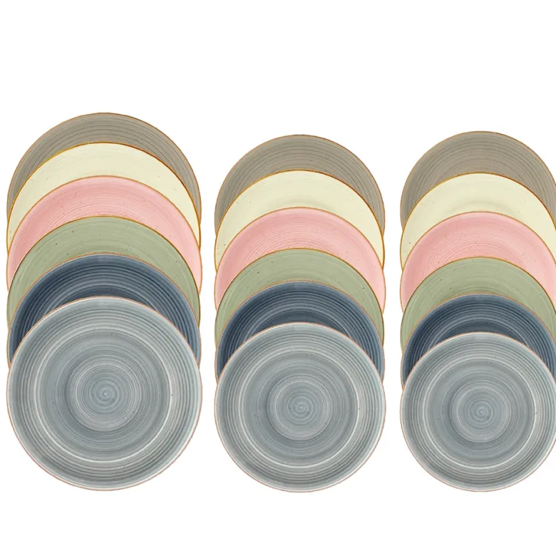 H&H Coupe Harper Servizio Piatti In Stoneware Set 18 Pz