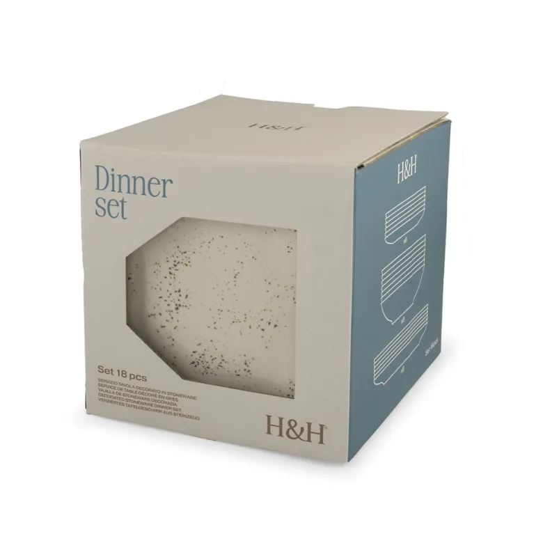 H&H Coupe Planet Servizio Piatti In Stoneware - Set 18 Pz