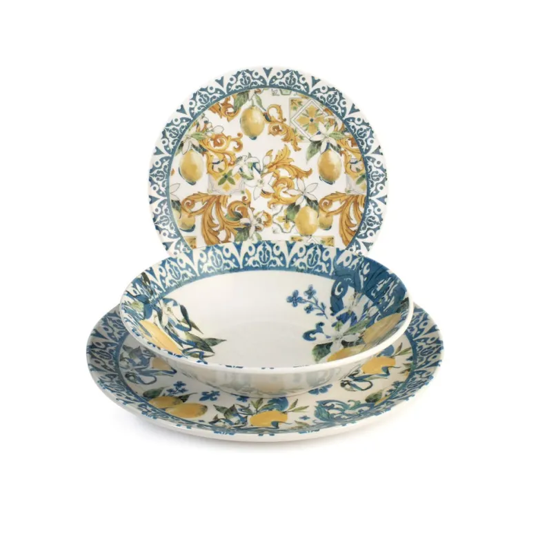 H&H Coupe Sicily Servizio Piatti In Stoneware - Set 18 Pz