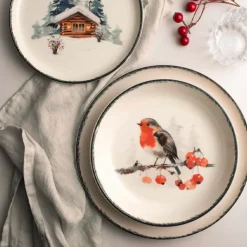 H&H Frosty Nordic Servizio Piatti In Porcellana - Set 18 Pz