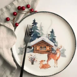 H&H Frosty Nordic Servizio Piatti In Porcellana - Set 18 Pz