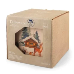 H&H Frosty Nordic Servizio Piatti In Porcellana - Set 18 Pz