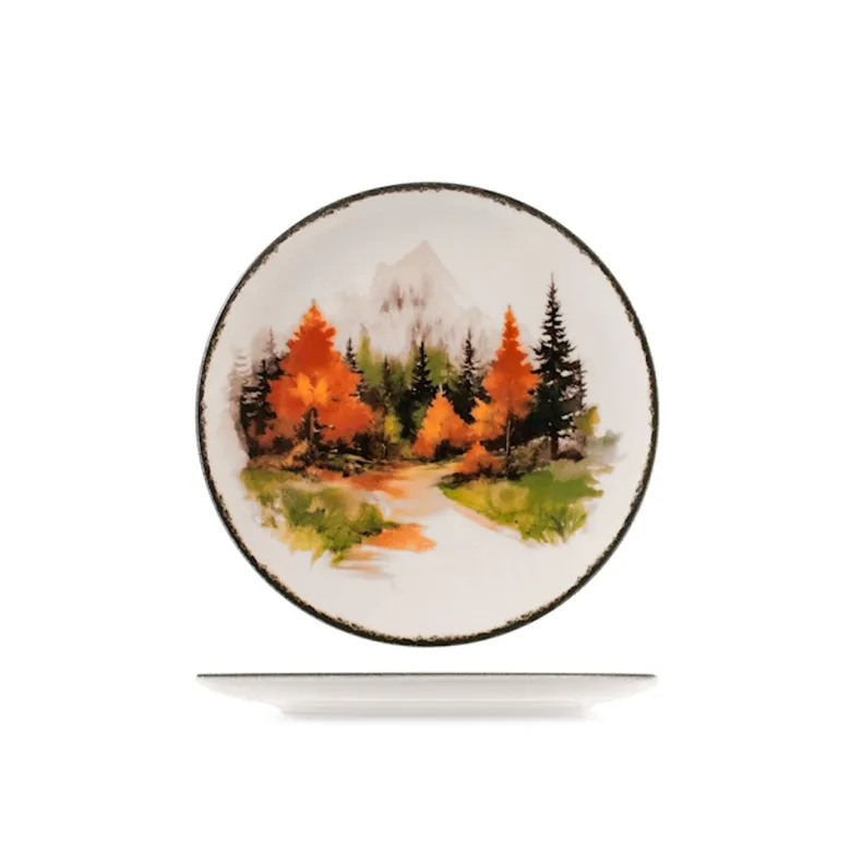 H&H Golden Woods Servizio Piatti Decoro Natalizio In Stoneware Set 18 Pz