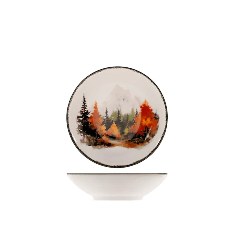 H&H Golden Woods Servizio Piatti Decoro Natalizio In Stoneware Set 18 Pz