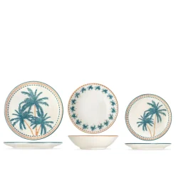 H&H Haiti Servizio Piatti In Stoneware - Set 18 Pz