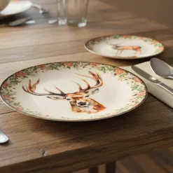 H&H Montana Servizio Tavola Decorato In Stoneware Set 18 Pz
