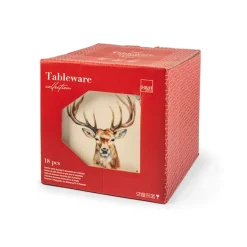 H&H Montana Servizio Tavola Decorato In Stoneware Set 18 Pz