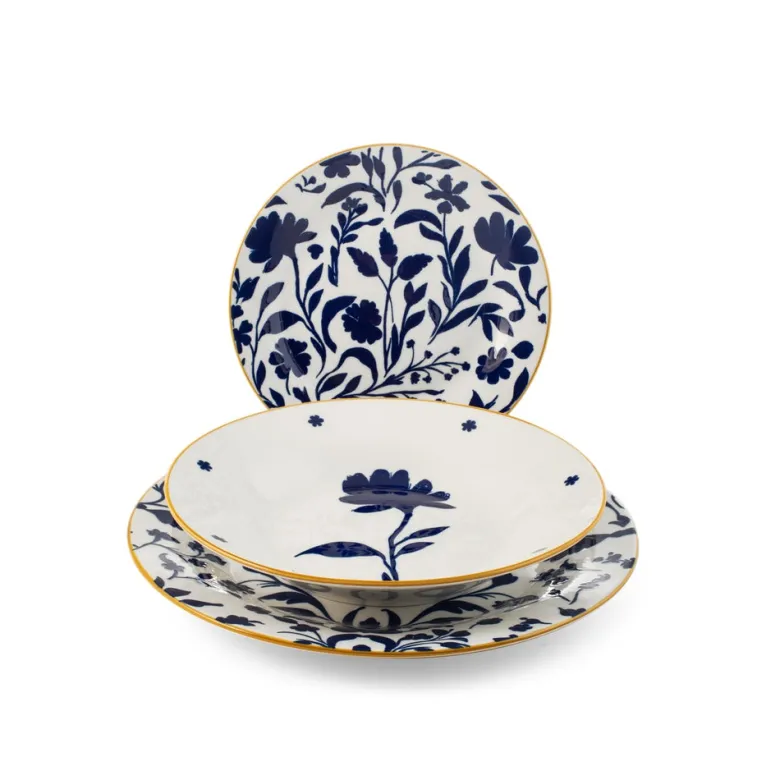 H&H Royal Petals Servizio Piatti In Porcellana - Set 18 Pz