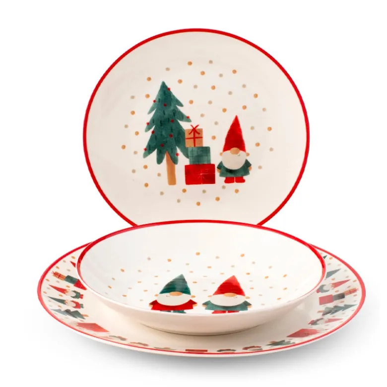 H&H Tiny World Servizio Piatti In Porcellana - Set 18 Pz