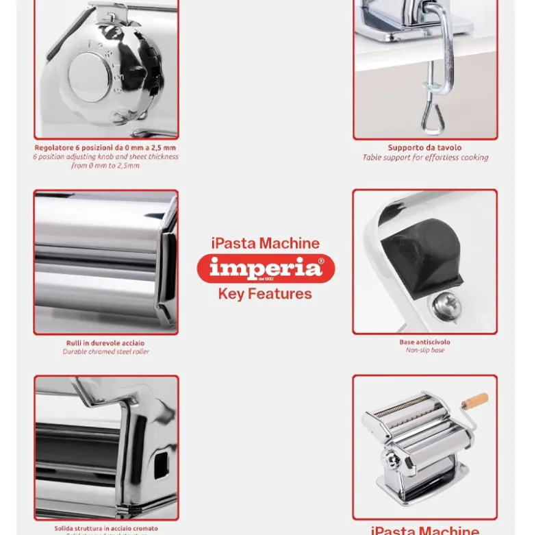 Imperia IPasta La Classica Macchina per la Pasta In Acciaio