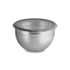 Le Creuset Acciaio Inox Ciotola per Impasto In Acciaio Inox Con Coperchio in Vetro e Bordo In Silicone