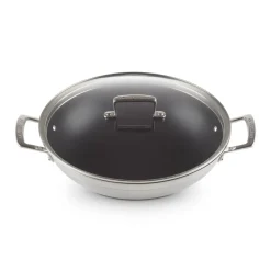 Le Creuset Acciaio Inox Wok Antiaderente In Acciaio Inox Con Coperchio In Vetro