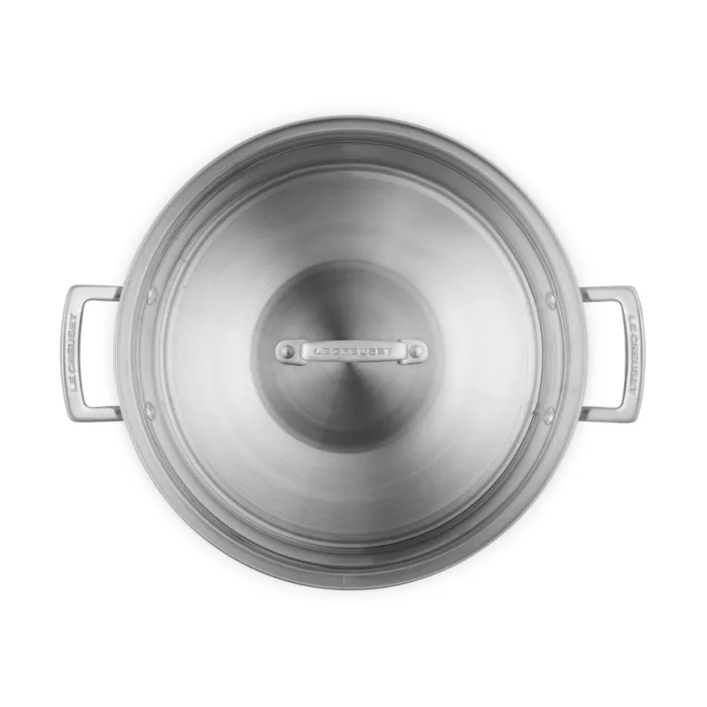 Le Creuset Acciaio Inox Wok In Acciaio Inox Con Coperchio In Vetro