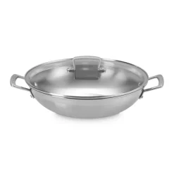 Le Creuset Acciaio Inox Wok In Acciaio Inox Con Coperchio In Vetro