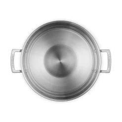 Le Creuset Acciaio Inox Wok In Acciaio Inox Con Coperchio In Vetro