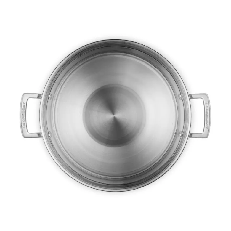 Le Creuset Acciaio Inox Wok In Acciaio Inox Con Coperchio In Vetro