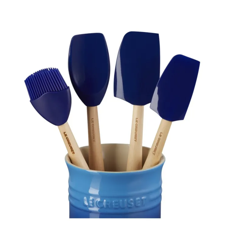 Le Creuset Craft Evolution Set Spatole Cucina In Silicone Con Contenitore In Gres Vetrificato Set 5 Pz