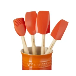 Le Creuset Craft Evolution Set Spatole Cucina In Silicone Con Contenitore In Gres Vetrificato Set 5 Pz