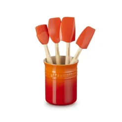 Le Creuset Craft Evolution Set Spatole Cucina In Silicone Con Contenitore In Gres Vetrificato Set 5 Pz
