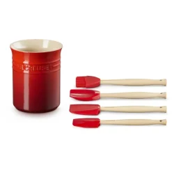 Le Creuset Craft Evolution Set Spatole Cucina In Silicone Con Contenitore In Gres Vetrificato Set 5 Pz