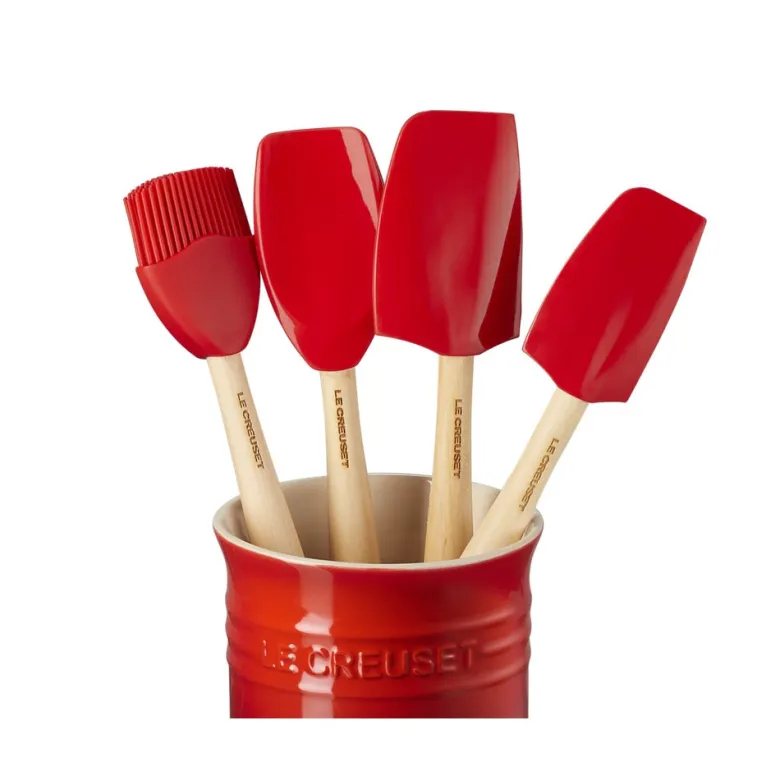Le Creuset Craft Evolution Set Spatole Cucina In Silicone Con Contenitore In Gres Vetrificato Set 5 Pz