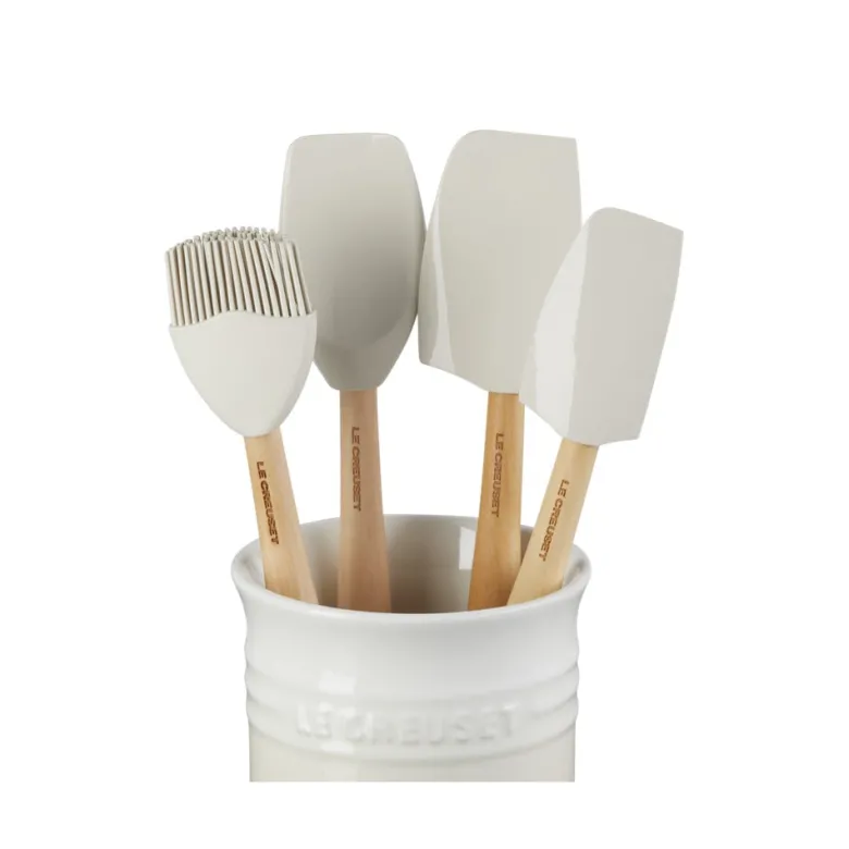 Le Creuset Craft Evolution Set Spatole Cucina In Silicone Con Contenitore In Gres Vetrificato Set 5 Pz