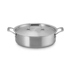 Le Creuset Essential Acciaio Inox Padella Alta Sautè Con Coperchio e Doppie Maniglie In Acciaio Inox