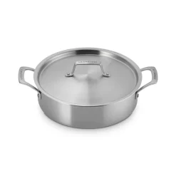 Le Creuset Essential Acciaio Inox Padella Alta Sautè Con Coperchio e Doppie Maniglie In Acciaio Inox