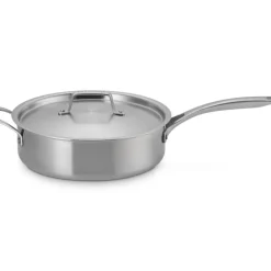 Le Creuset Essential Acciaio Inox Padella Alta Sautè Con Coperchio e Manico Lungo In Acciaio Inox