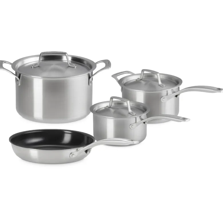 Le Creuset Inox Essential Set Pentole e Padelle In Acciaio Inox Set 4 Pz